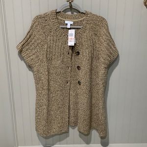 Charter Club Woman 2X short sleeved cardigan sweater with 4 buttons
